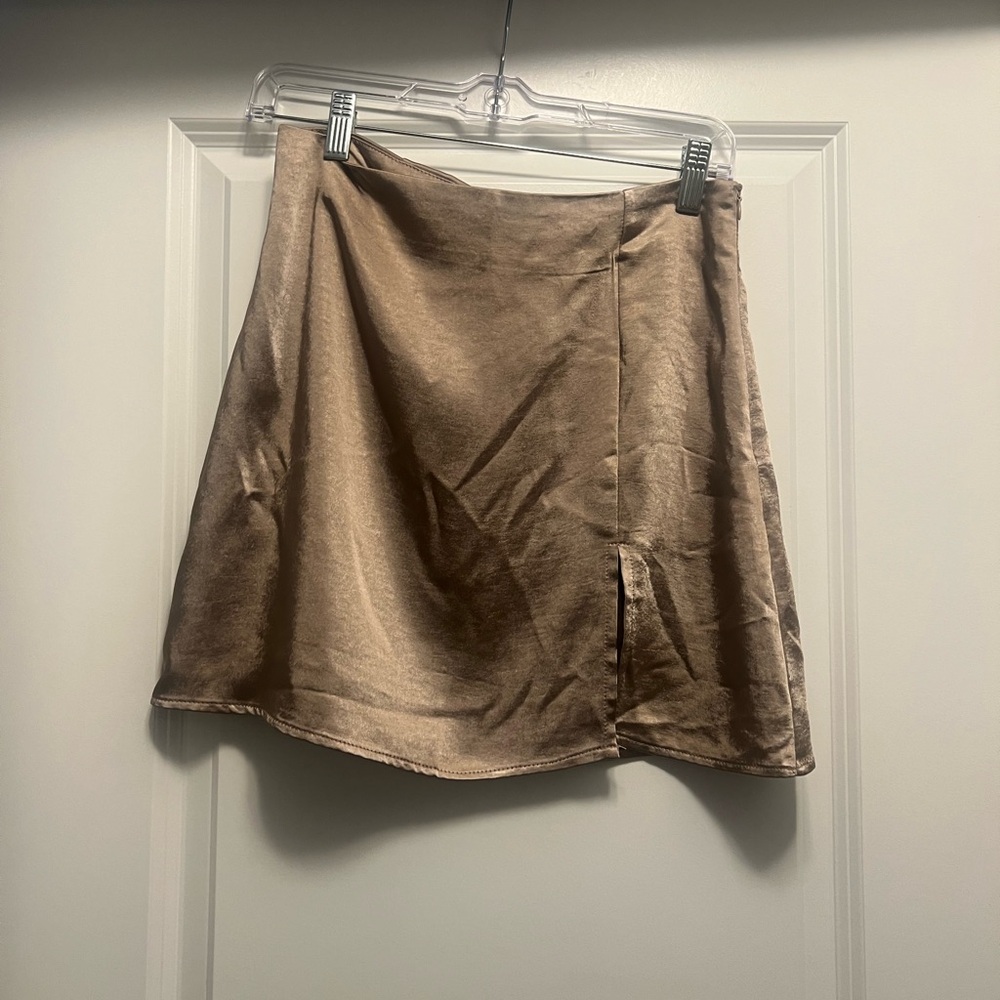 Glam Shimmering Tan Mini Skirt